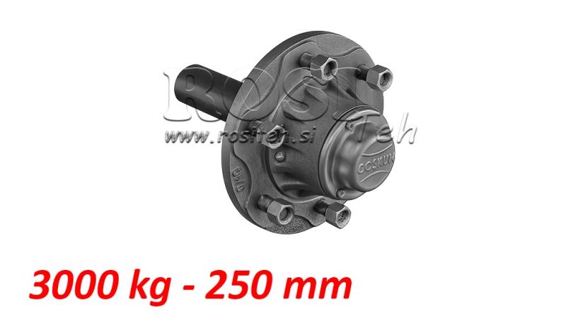 HALFAS ZONDER REMMEN - 3000 kg (6 SCHROEVEN) - 250 mm