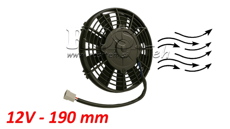 AXIALE VENTILATOR 190MM TREKKEN 12V