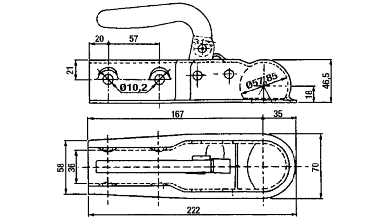 GANCIO DI TRAINO PER RIMORCHIO AUTO ROTONDO FI35