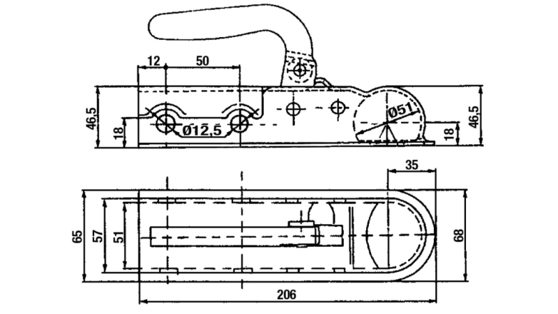 GANCIO DI TRAINO PER RIMORCHIO AUTO TONDO FI50