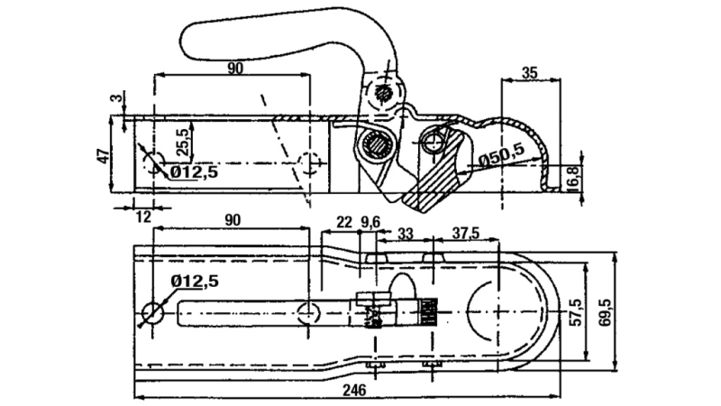 GANCIO DI TRAINO PER RIMORCHIO QUADRATO 60