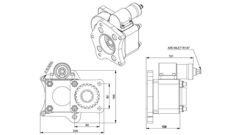 Dimensioni USCITA PER POMPA IDRAULICA - MERCEDES 352-2