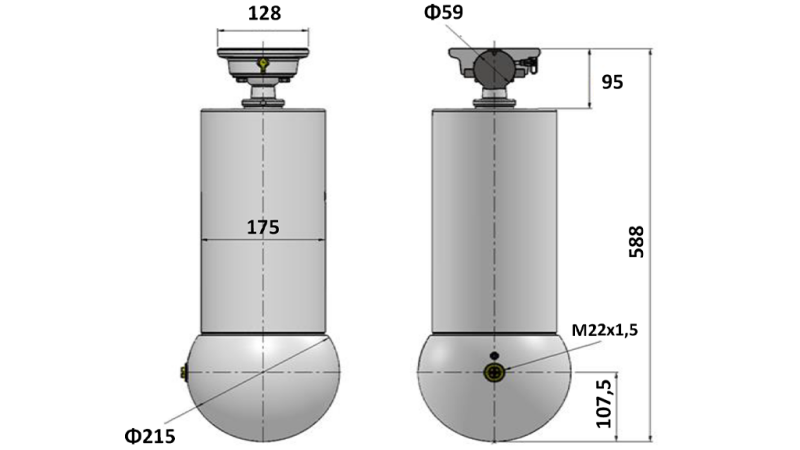 TELESKOPCYLINDER - MEILLER KIPPER - 5 TRIN 175 mm 15 ton - SLAGLÆNGDE 1750 mm