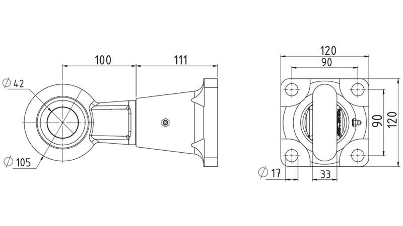 GANCIO GIREVOLE PER TRAZIONE fi42 IN INCASTRO 8000/1000KG