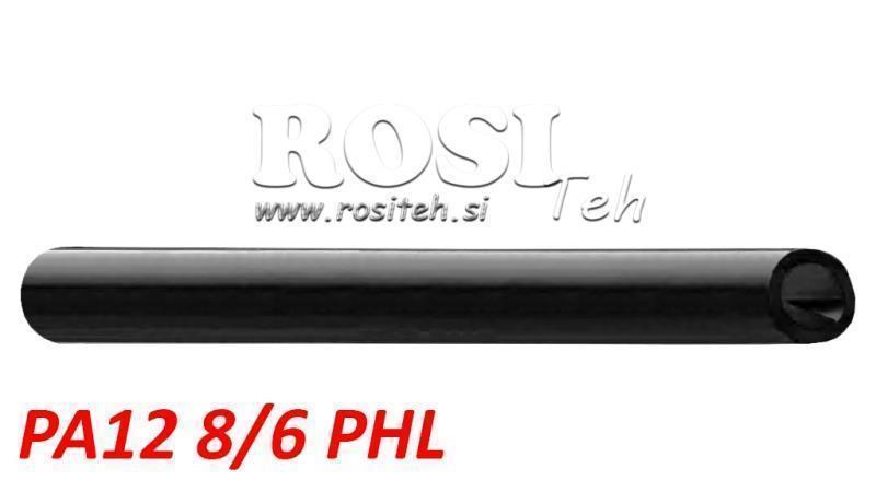 PA 8/6 PA12PHL TUBO D'ARIA NERO IN POLIAMMIDE DIN74324