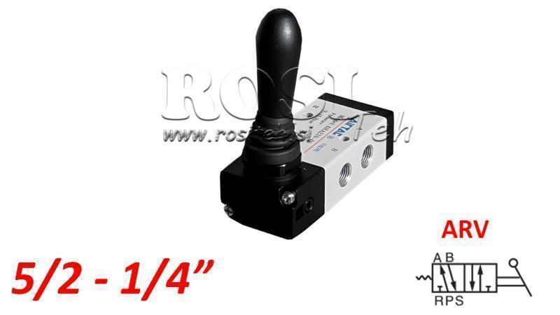 VALVOLA MANUALE PNEUMATICA 5/2 1/4 PRT-0852-ARV RITORNO CON MOLLA