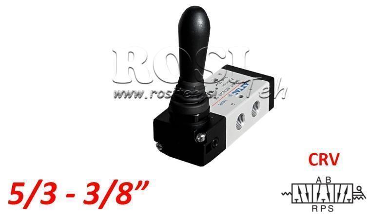VALVOLA MANUALE PNEUMATICA 5/3 3/8 PRT-1053-CRV RITORNO CON MOLLA