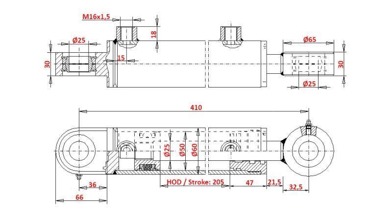 HYDRAULISCHE STUURCYLINDER ZETOR 7245