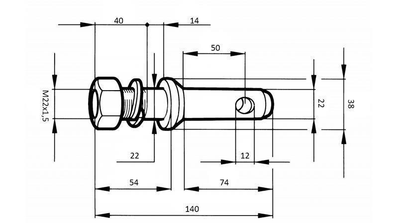 MONTERINGSWIG fi22mm MET DRAAD M 22x1.5
