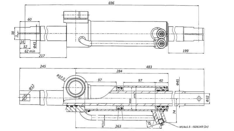 CILINDRO DI DIREZIONE IDRAULICO MASSEY FERGUSON OEM-6202491M91