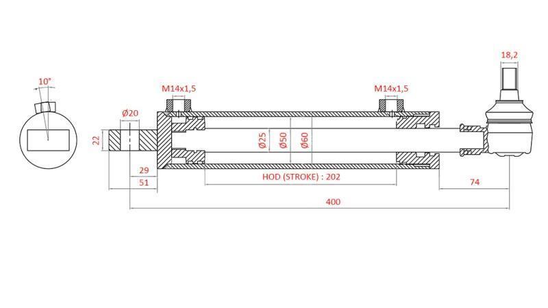 CILINDRO DI DIREZIONE IDRAULICA FIAT-NEW HOLLAND OEM-5189891