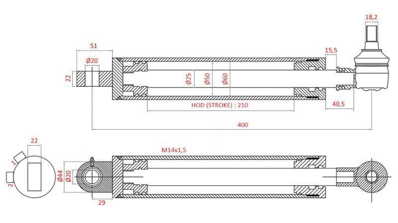 HYDRAULISK STYRINGSCYLINDER FIAT-NEW HOLLAND OEM-5189888