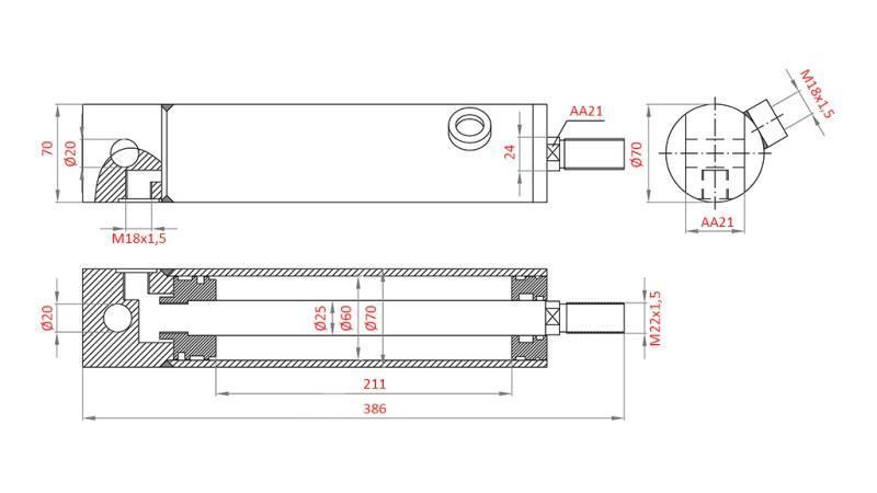 HYDRAULISK STYRINGSCYLINDER MASSEY FERGUSON OEM-3483329M92