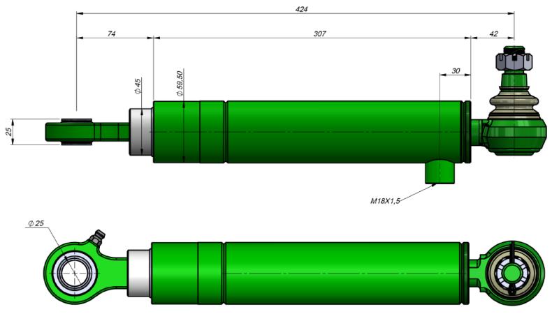 HYDRAULISCHE STUURCYLINDER JOHN DEERE