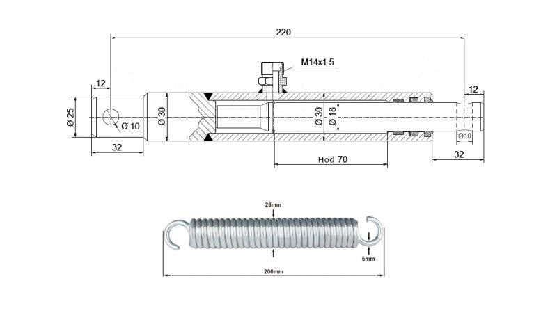 CILINDRO IDRAULICO PER APERTURA FLAP 30/18-70