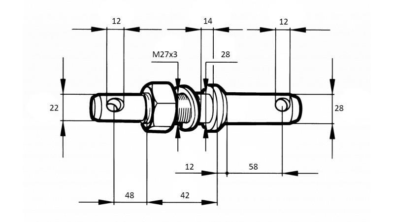 MONTEERWIG fi22/28mm MET DRAAD M 27x3