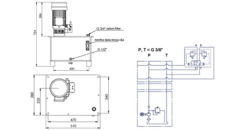 HYDRAULISCH AGGREGAT -RHA- 40lit VOOR HOOI BORSTEL