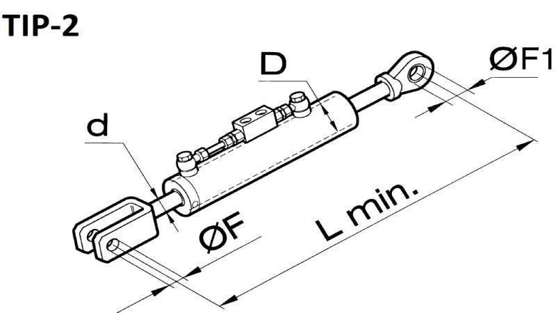 DISPOSITIVO IDRAULICO PER SOLLEVAMENTO E TRAZIONE - JOHN DEERE 80/40min.830 tipo (2) fi 25/25.4