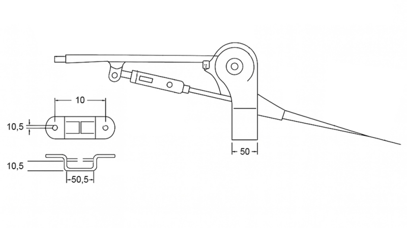 TREKHANDVAT VOOR AANHANGER HANDREMSET MET KABEL 2.3M