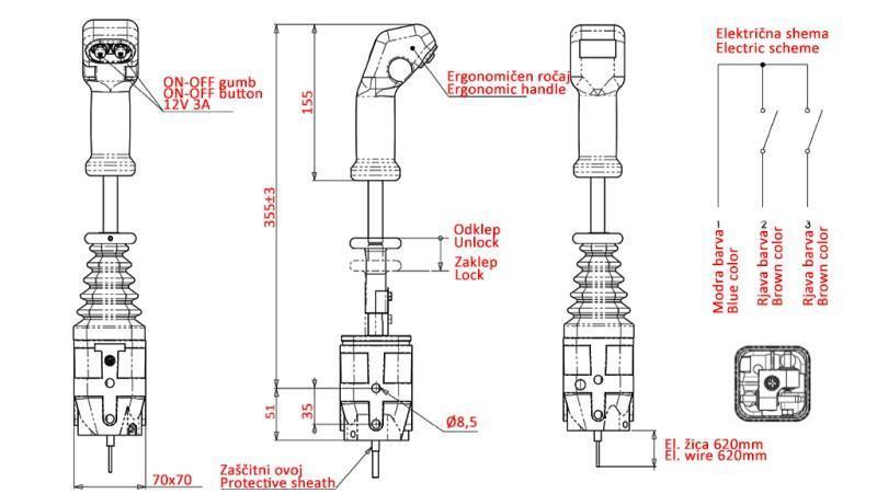 JOYSTICK INDEMAR VOOR VORKTROMMEL - 2x KNOP