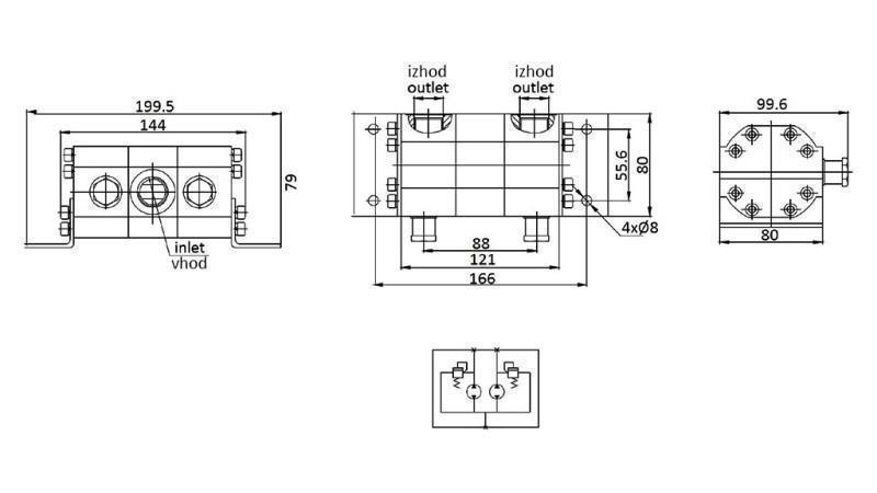 HYDRAULISCHE TANDPOMP STROOM 2/1 (6.4-13.2lit - max.240bar) 3.1cc/SEG