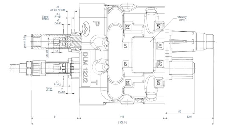 HYDRAULISCHE KONTROLES KLEP DLM-122/2 2XP80 L/MIN LASTSENSING MET DRIJVENDE FUNCTIE