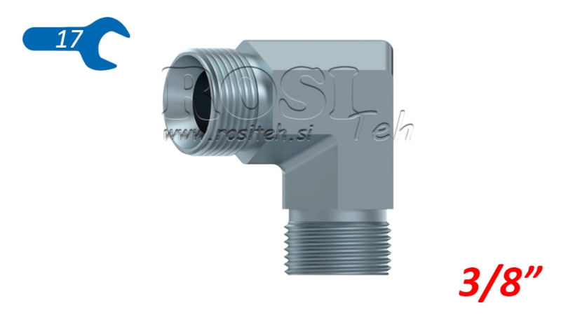 HYDRAULISCHE BOCHT 90° BSP KORT MAN-MAN 3/8