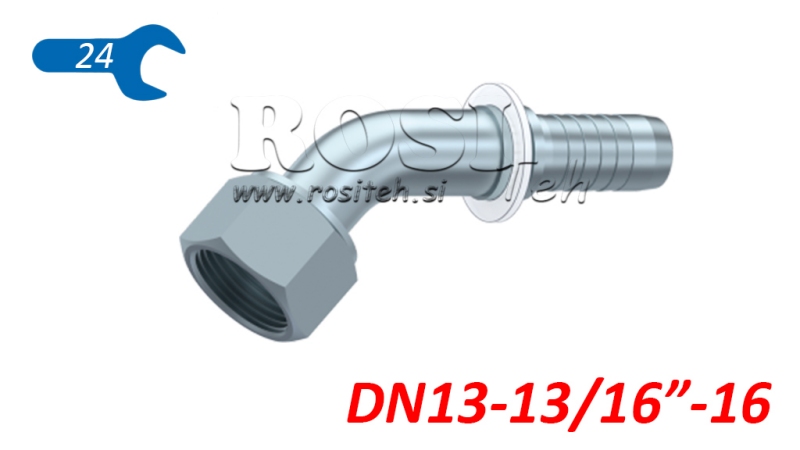 GIUNZIONE IDRAULICA DKORFS CURVA FEMMINA 45° DN13-13/16-16