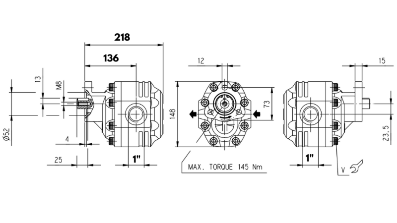 HYDRAULISK GJERDINGSPUMPE REVERSIBEL 100CC CASAPPA