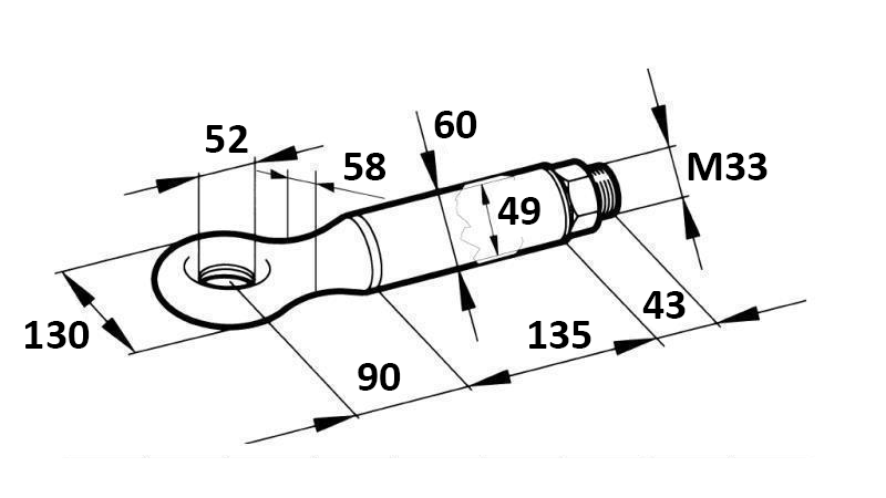 GANCIO DI TRAINO GIREVOLE FI52 14000/3000KG