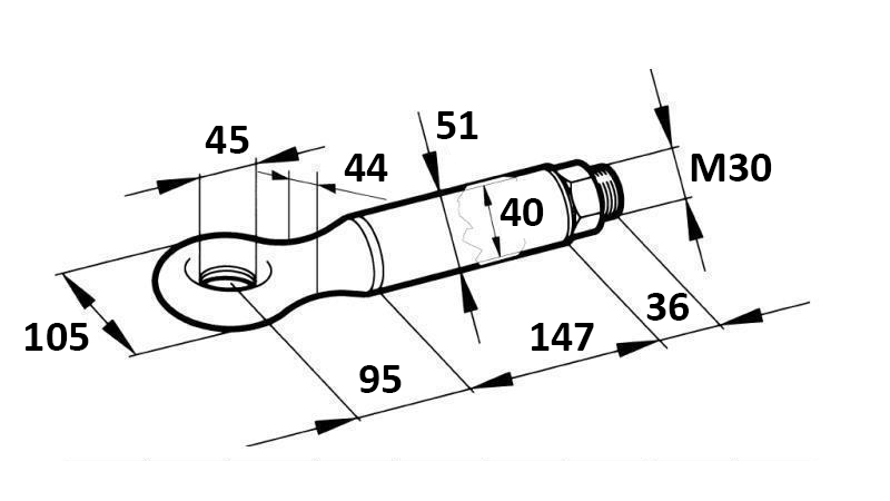 GANCIO DI TRAINO GIREVOLE FI45 6000/1100KG