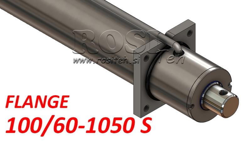 hydraulic cylinder with mounting plate and pipes 100/60-1050