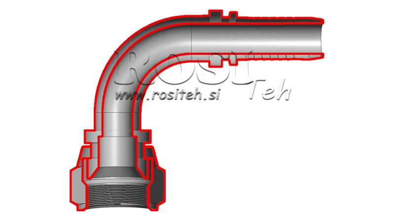 COLLEGAMENTO IDRAULICO DKJ JIC74° CURVA FEMMINA 90° DN13-3/4-16