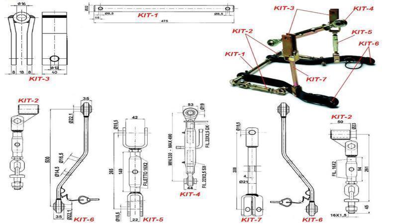 UNIVERSAL KIT FOR THREE-POINT HYDRAULICS CATEGORY 1