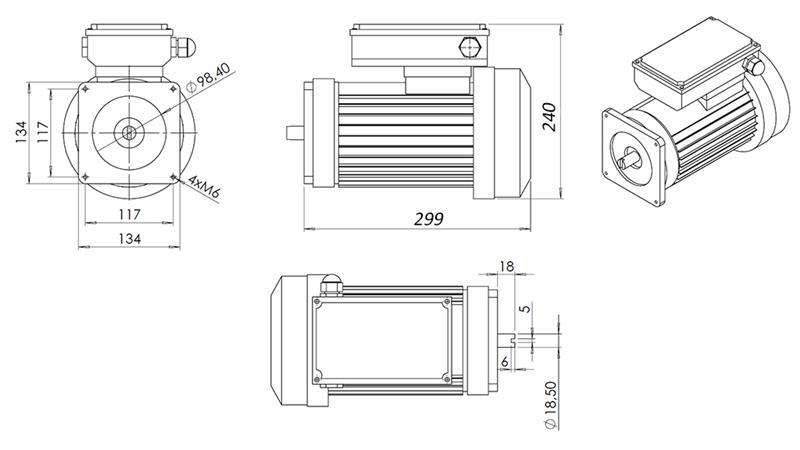 VERVANGINGS MOTOR VOOR HYDRAULISCH AGGREGAT 230V 3kW