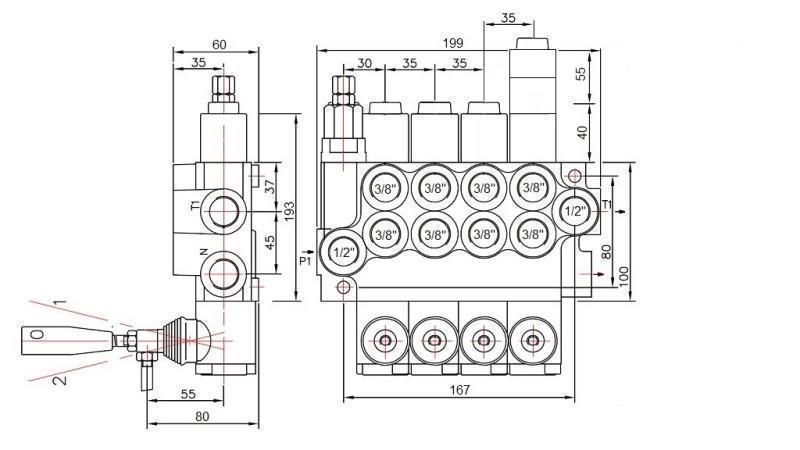 HYDRAULISCHE KLEP 4xP40 VLOEIENDE