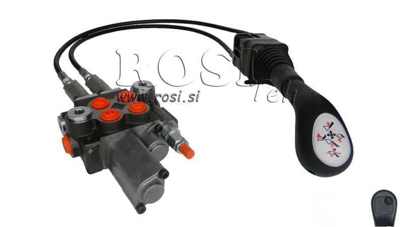 JOYSTICK 1x KNAP MED RULLE 3 m OG HYDRAULISK VENTIL 2xP40 l. FLYDENDE