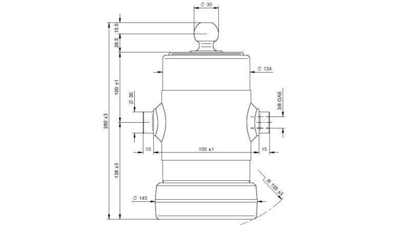 TELESCOPISK CYLINDER UNIMOG 5 TRIN 750mm x124