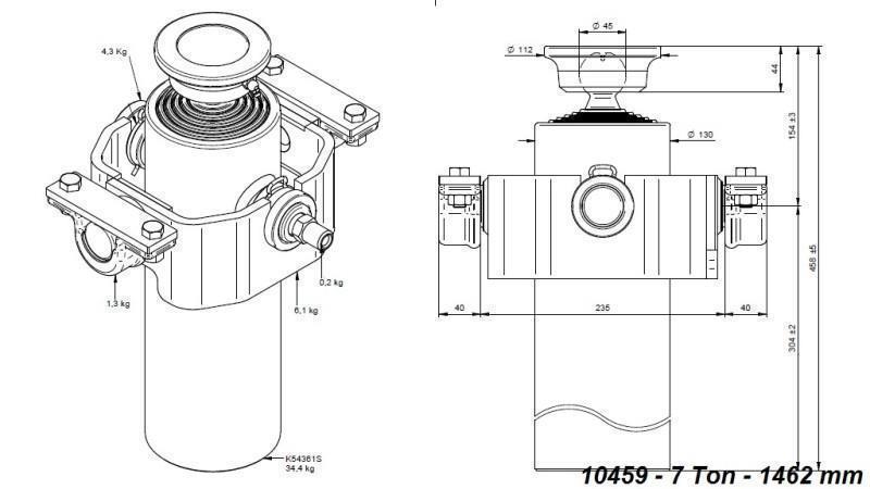 CILINDRO TELESCOPICO COMPATTO 5 STADI 1462mm x125 -PALLA